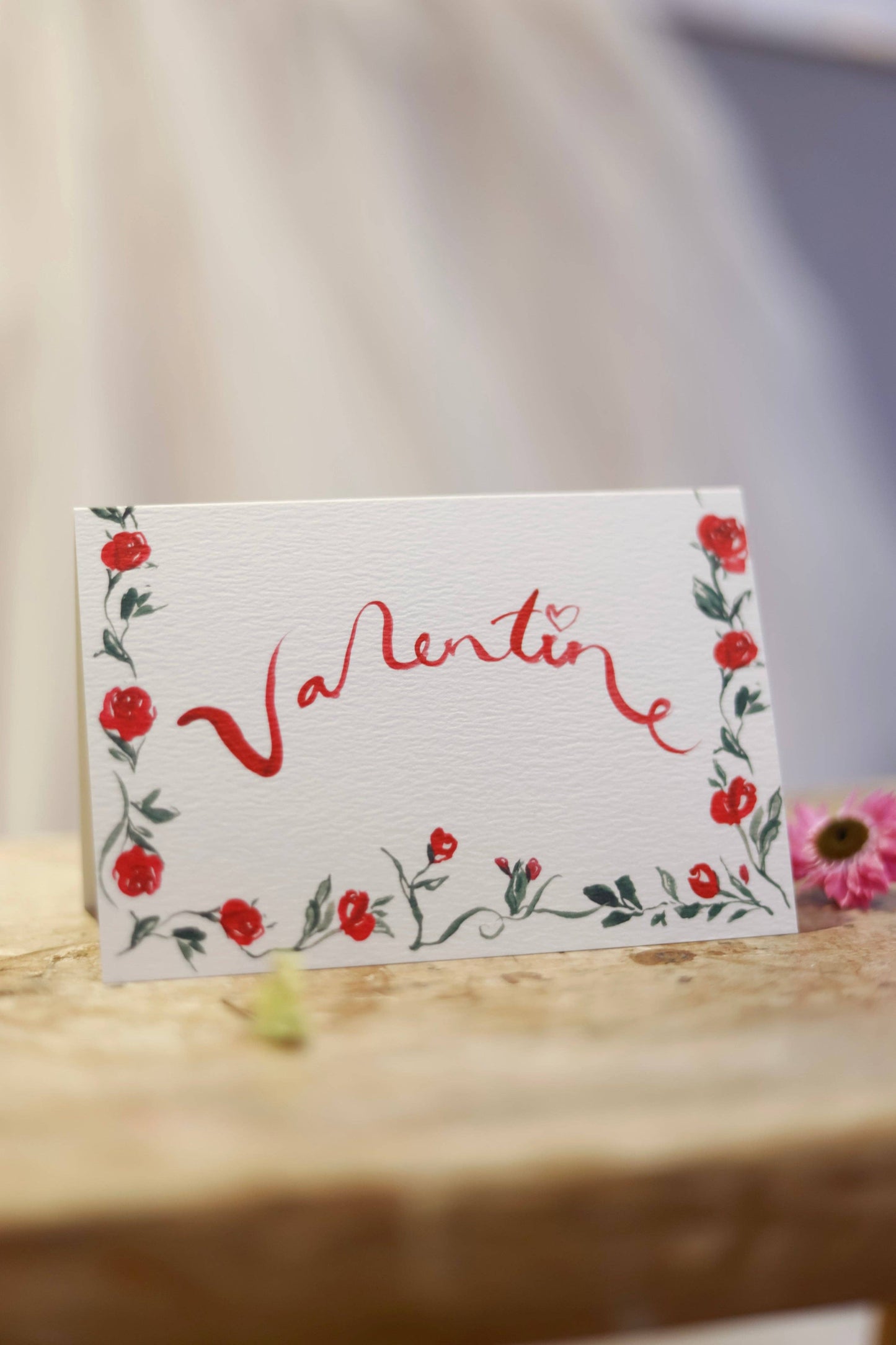 Red Flowers Valentine Card