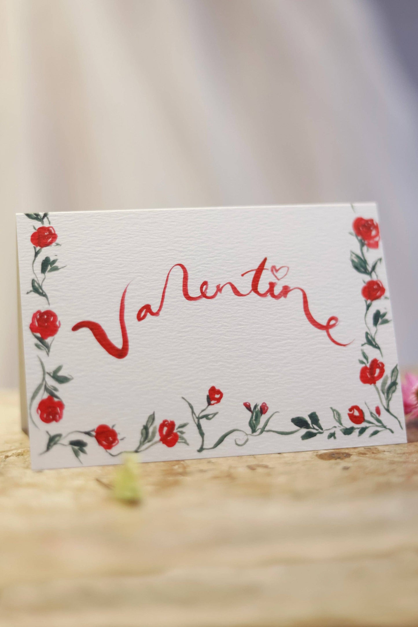 Red Flowers Valentine Card