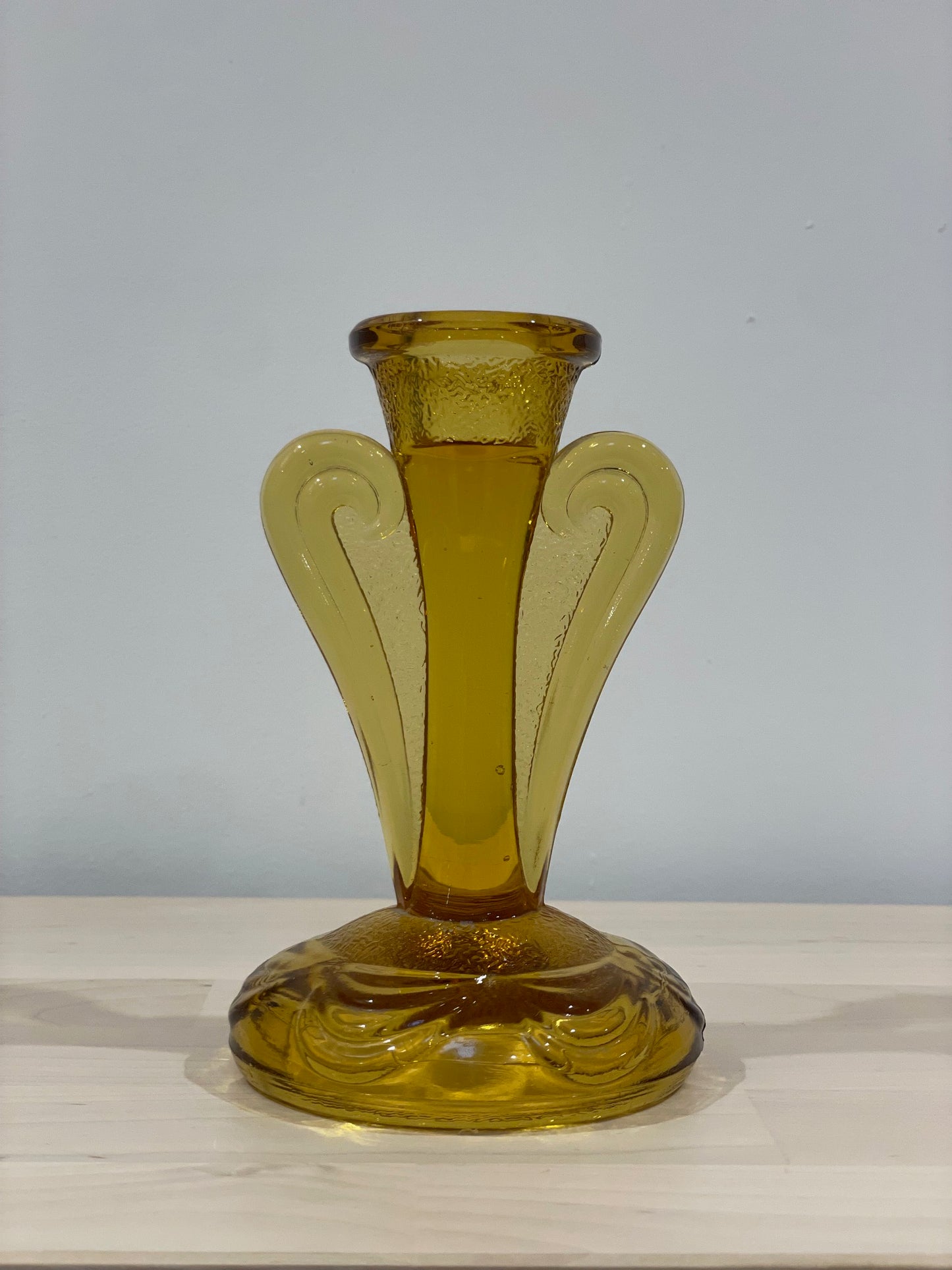 Vintage Amber Candlestick Holder