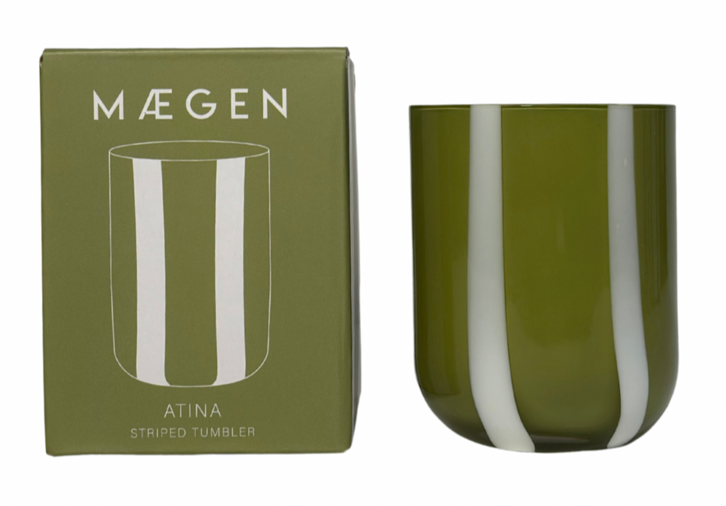 Atina Glassware - Olive & White