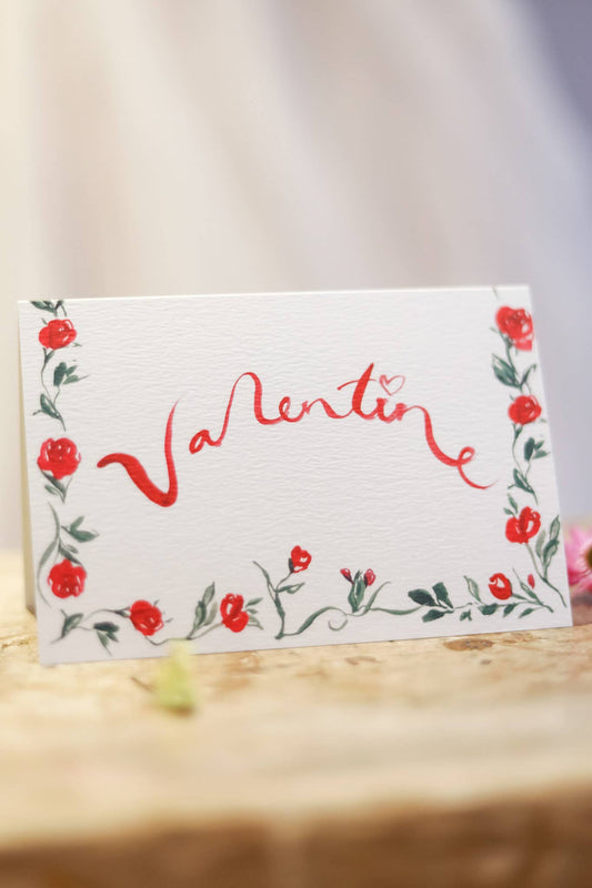 Red Flowers Valentine Card