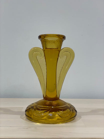 Vintage Amber Candlestick Holder