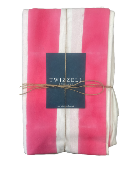 Pink & White Wide Stripe Tablecloth