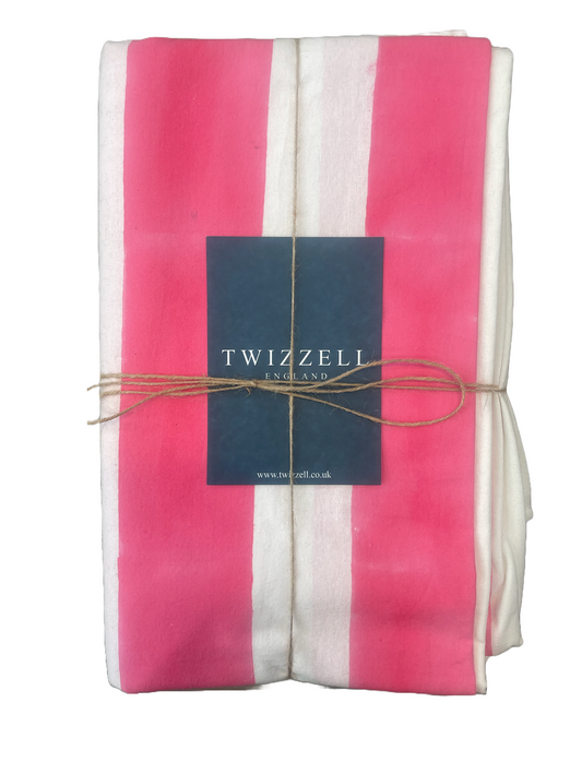 Pink & White Wide Stripe Tablecloth